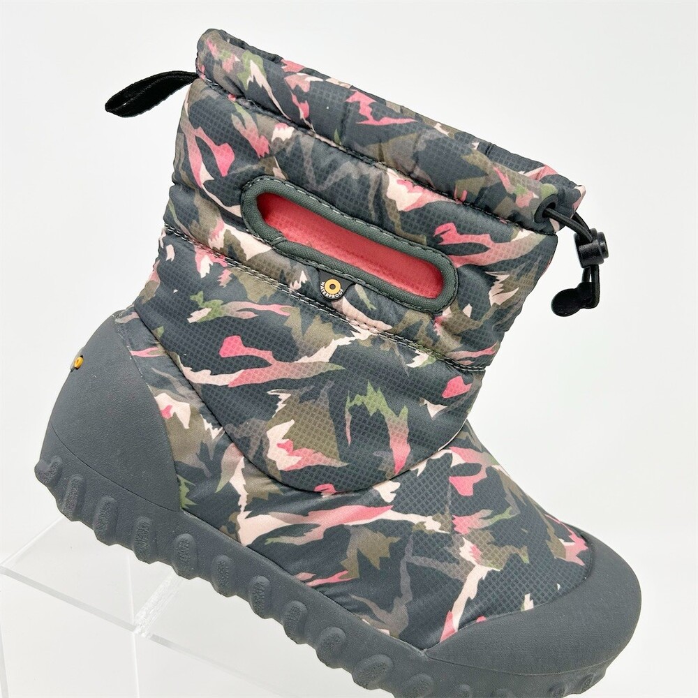 BOGS Kids Winter Snow Boots Waterproof Insulated Pull-On Camo Gray Size 5